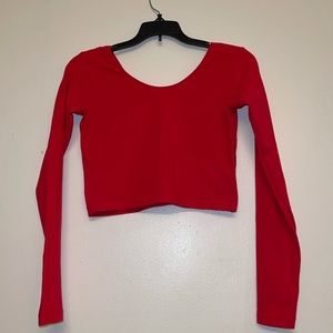 Red long sleeve American Apparel crop top